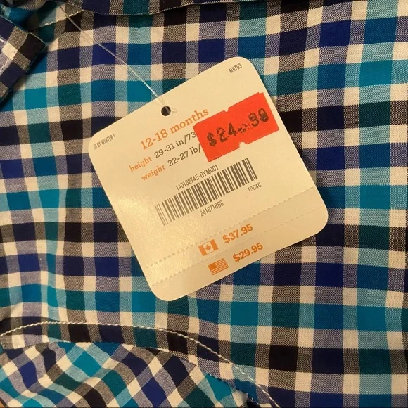 NWT Baby boys long sleeve plaid button up - Picture 5 of 10